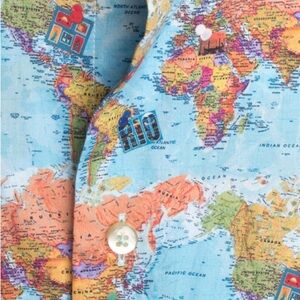 Men’s Coton Doux Slim Fit Shirt - World map print